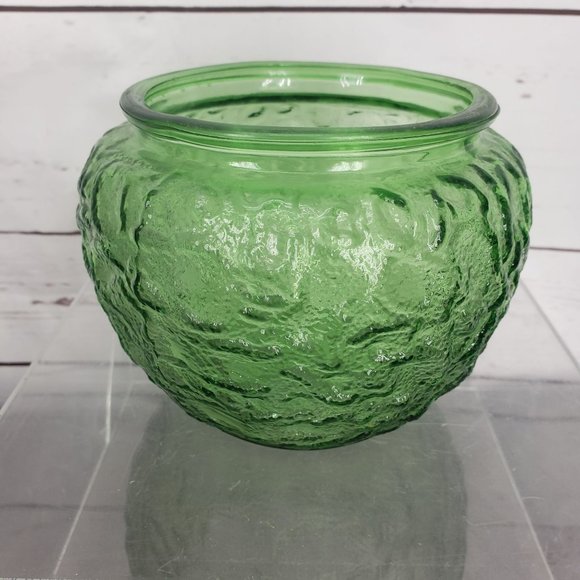 Vintage EO Brody Co Green Textured Round Depression Crinkle Glass Dish Candy Dis - Picture 8 of 10